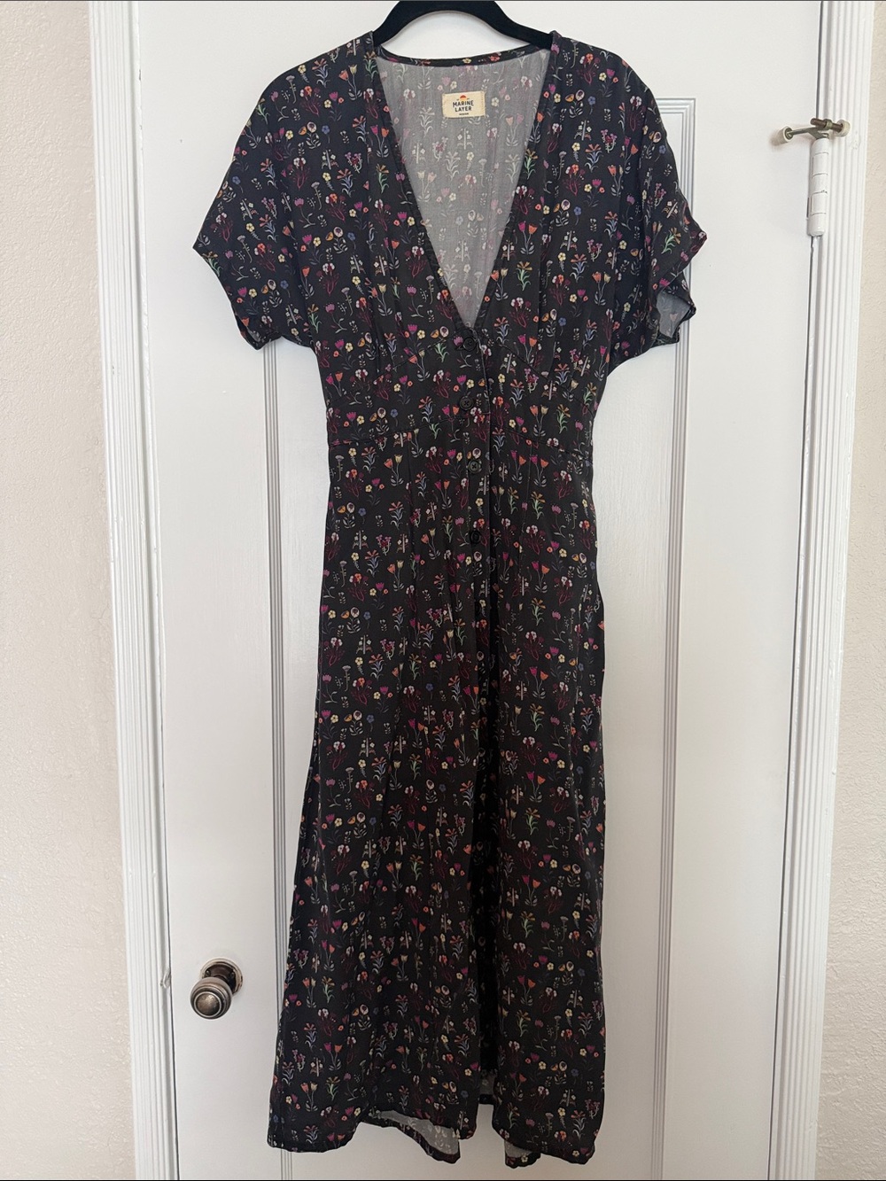 Marine Layer Short Sleeve Midi Button Up Dress- Medium